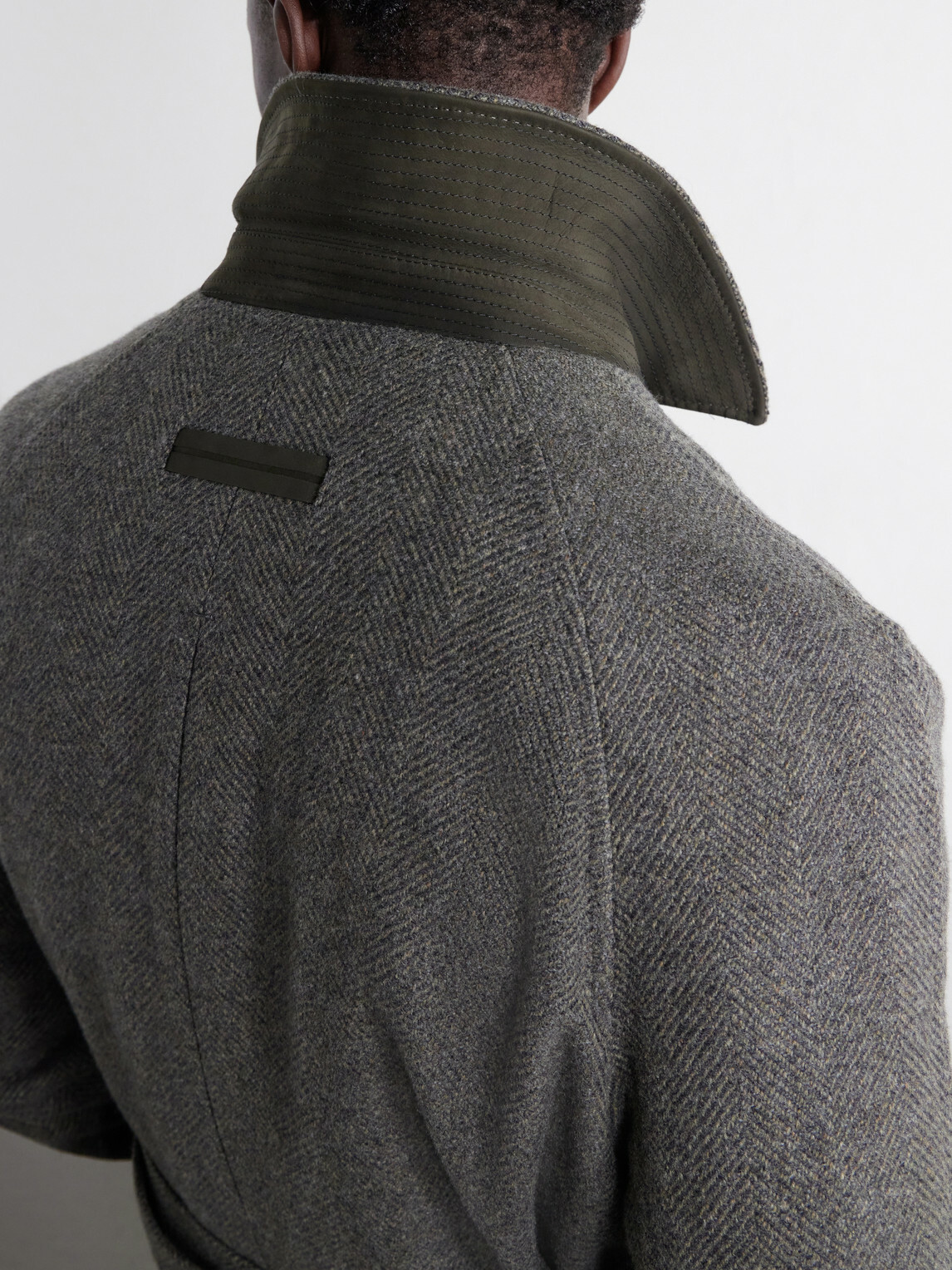 Zegna - Oasi Belted Herringbone Cashmere Trench Coat - Gray