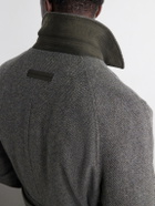 Zegna - Oasi Belted Herringbone Cashmere Trench Coat - Gray