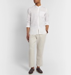 Odyssee - Neville Grandad-Collar Linen Shirt - White