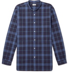 Camoshita - Grandad-Collar Checked Cotton Shirt - Men - Blue