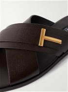 TOM FORD - Preston Embellished Full-Grain Leather Sandals - Brown