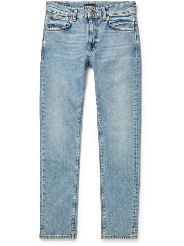 Photo: NUDIE JEANS - Lean Dean Slim-Fit Tapered Organic Stretch-Denim Jeans - Blue
