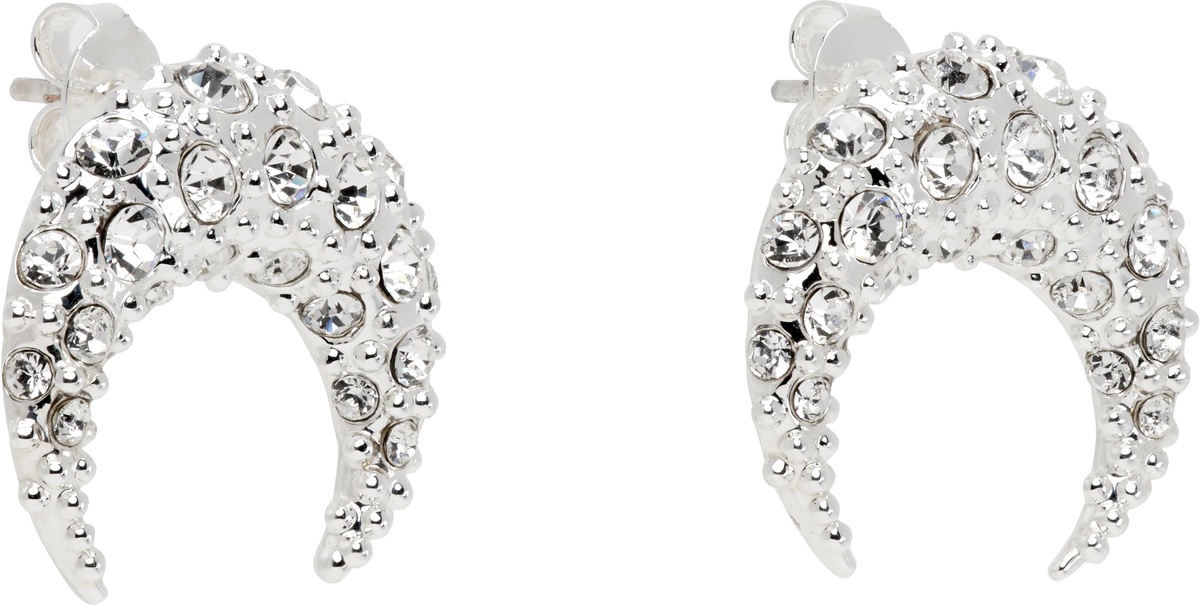 Marine Serre Silver Moon Stud Earrings