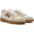 Burberry Beige Leather Suede & Check Terrace Sneakers​