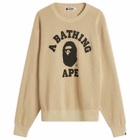 A Bathing Ape Men's College Waffle Crewneck Sweater in Beige