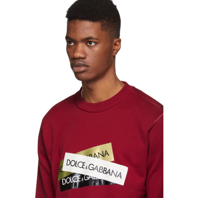 Dolce & Gabbana Tape Logo Hooded Sweatshirt Red
