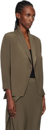 ISSEY MIYAKE Khaki Soft Fold Pleats Blazer