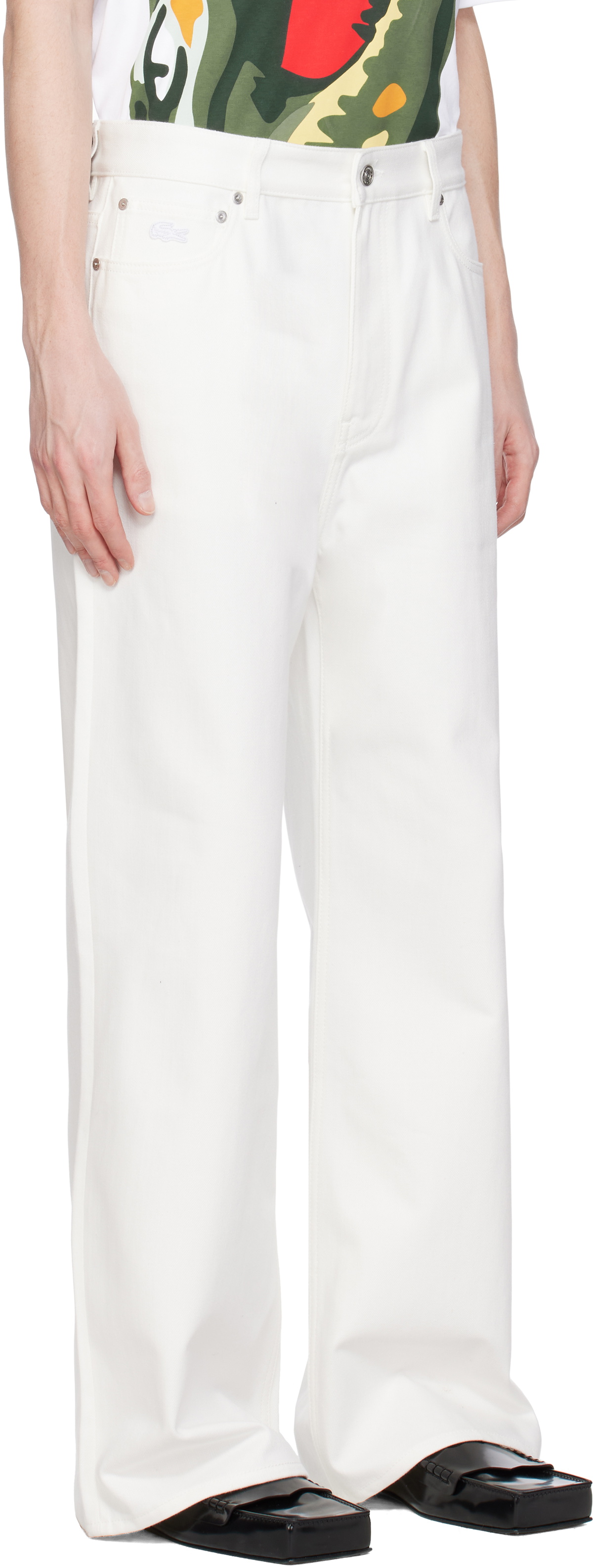 Lacoste White Runway Wide Fit Selvedge Jeans