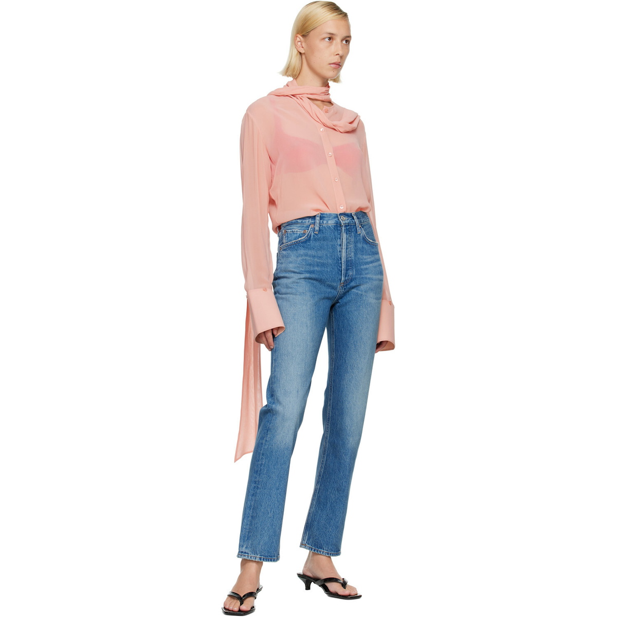 AGOLDE Blue 90's Pinch Waist High Rise Straight Jeans
