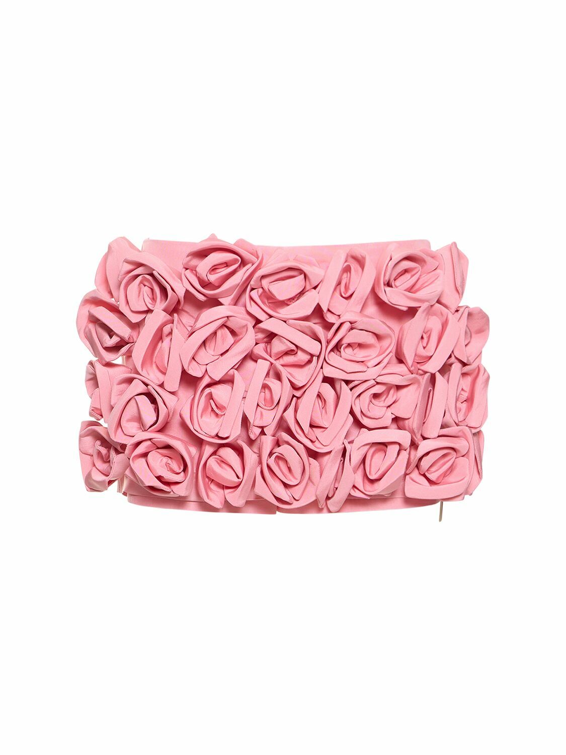 VALENTINO - Silk Mini Skirt W/ Rose Appliqués