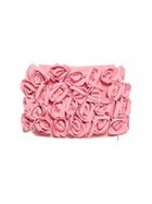 VALENTINO - Silk Mini Skirt W/ Rose Appliqués