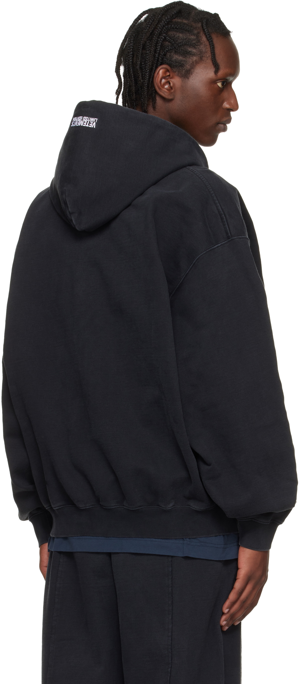 VETEMENTS Black Iconic Logo Zip-Up Hoodie
