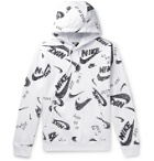 Nike - Logo-Print Fleece-Back Cotton-Blend Jersey Hoodie - White