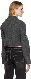 We11done Gray Shawl Collar Sweater