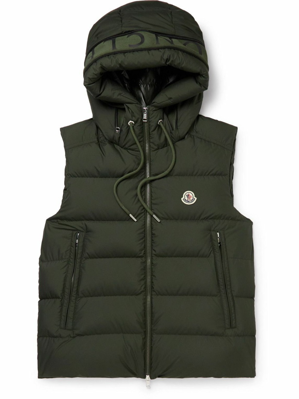 Photo: Moncler - Cardamine Logo-Appliquéd Quilted Shell Hooded Down Gilet - Green