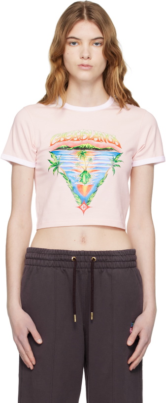 Photo: Casablanca Pink Innocence Triangle Short Sleeve T-shirt