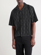 Aimé Leon Dore - Camp-Collar Striped Cotton-Blend Jacquard Shirt - Black