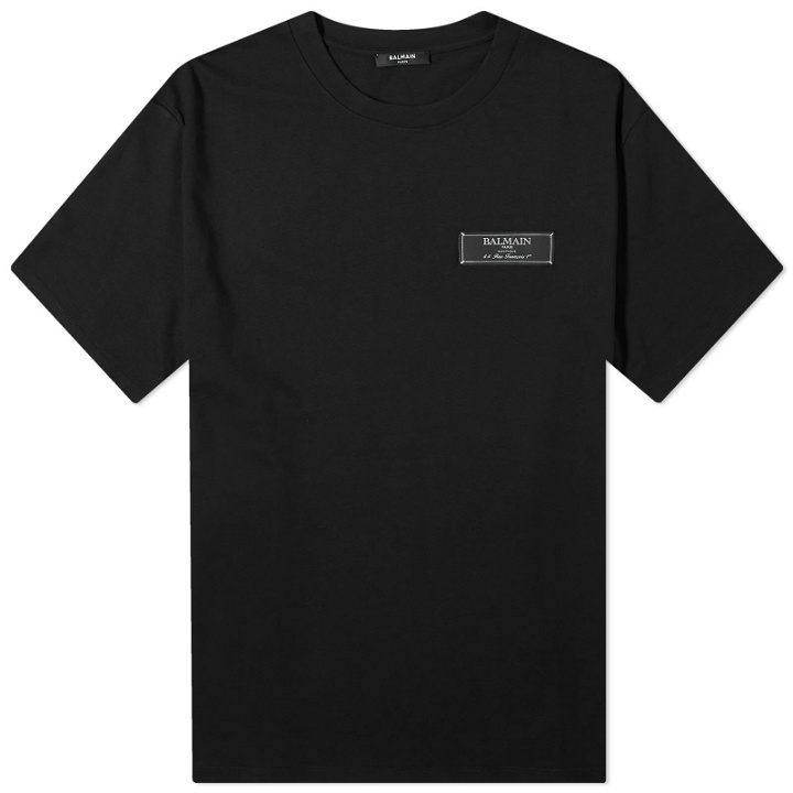 Photo: Balmain Men's Label T-Shirt in Black