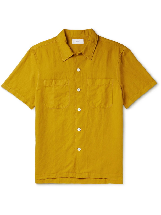 Photo: MR P. - Garment-Dyed Cotton and Linen-Blend Shirt - Yellow