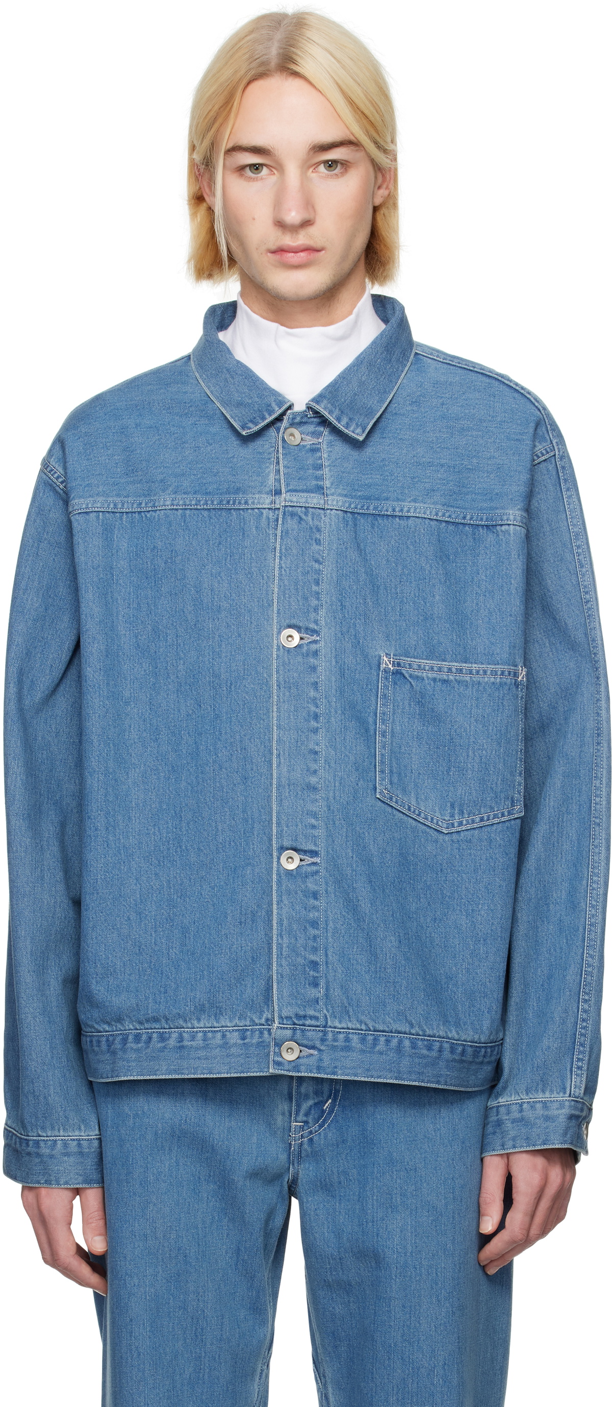 nanamica Blue Short Denim Jacket Nanamica