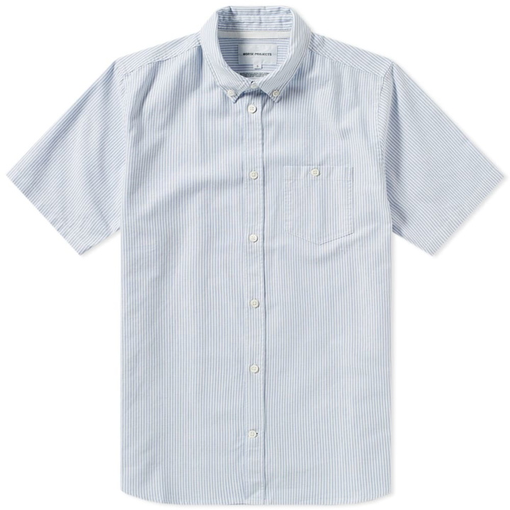 Photo: Norse Projects Short Sleeve Theo Oxford Shirt Blue Stripe