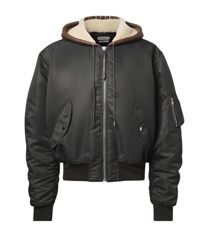 Photo: JW Anderson Hooded shearling-trimmed bomber jacket