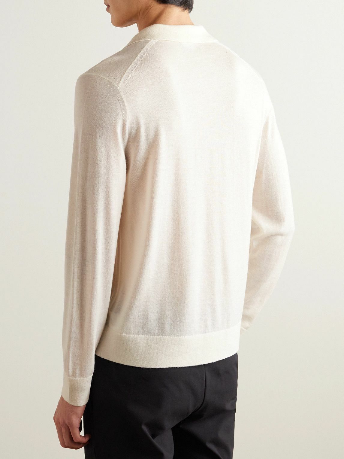 Theory - Briody Open-Collar Merino Wool-Blend Polo Shirt - White