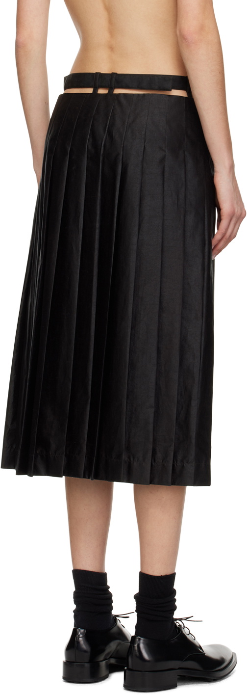 UMBER POSTPAST Black Pleated Midi Skirt