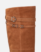 Pinko High Boots In Suede With Heel And Strap Laminated Gold