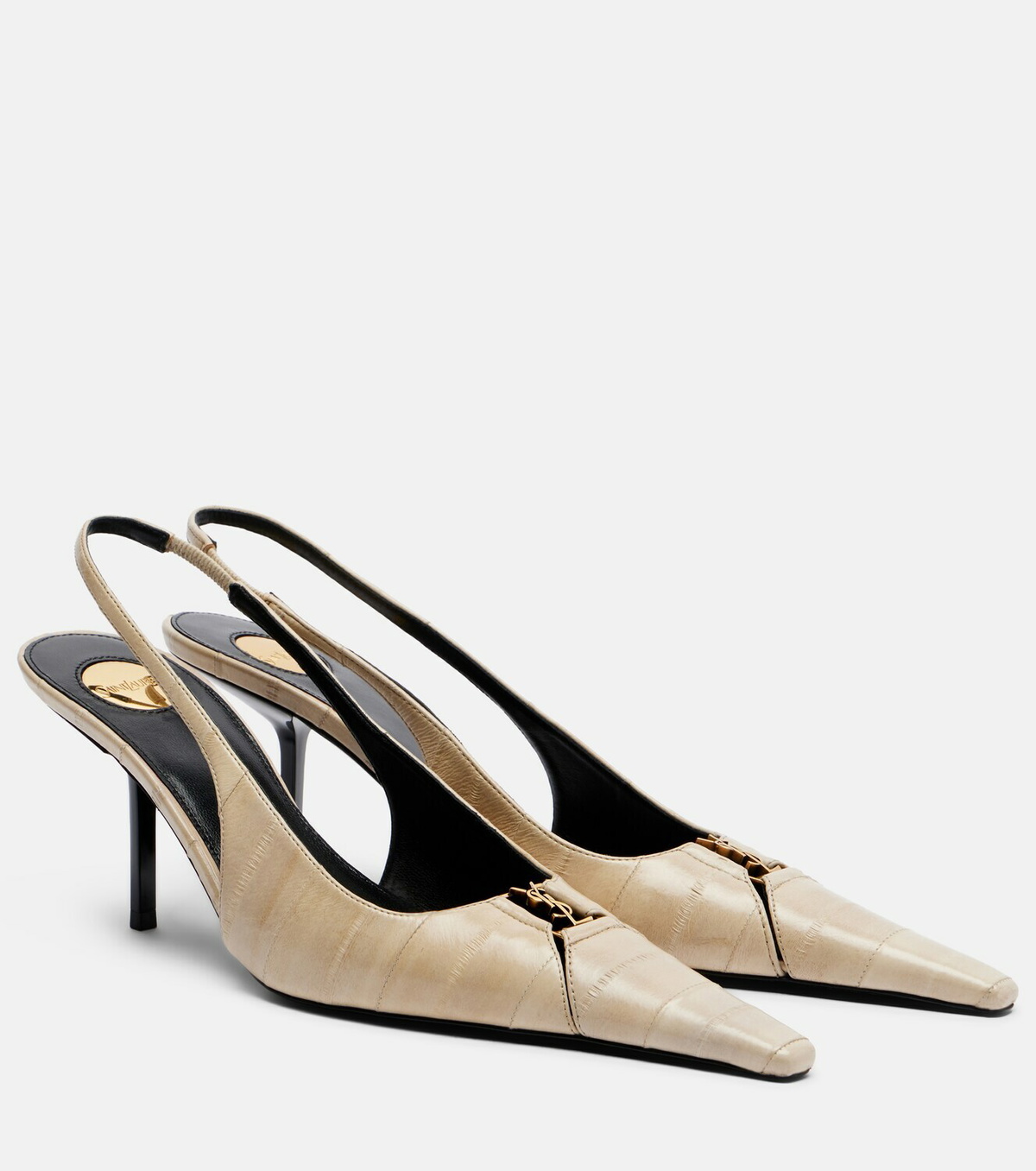 Saint Laurent Babylone eel leather slingback pumps
