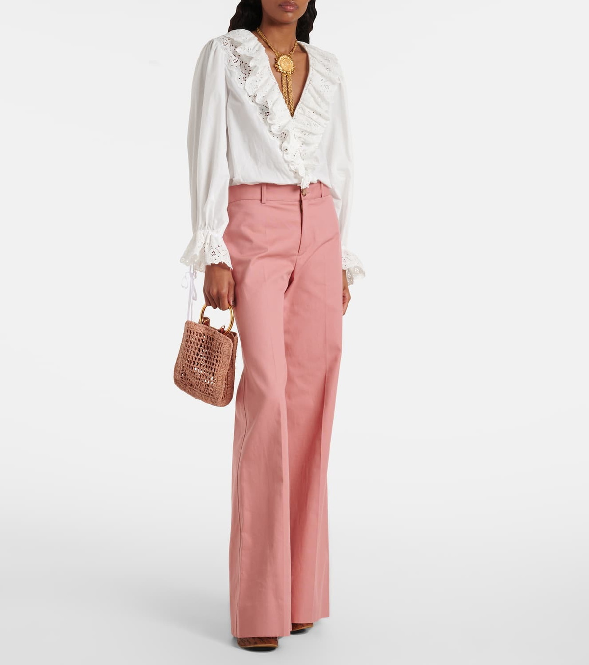 Chloé Summer Banana Mini raffia crossbody bag