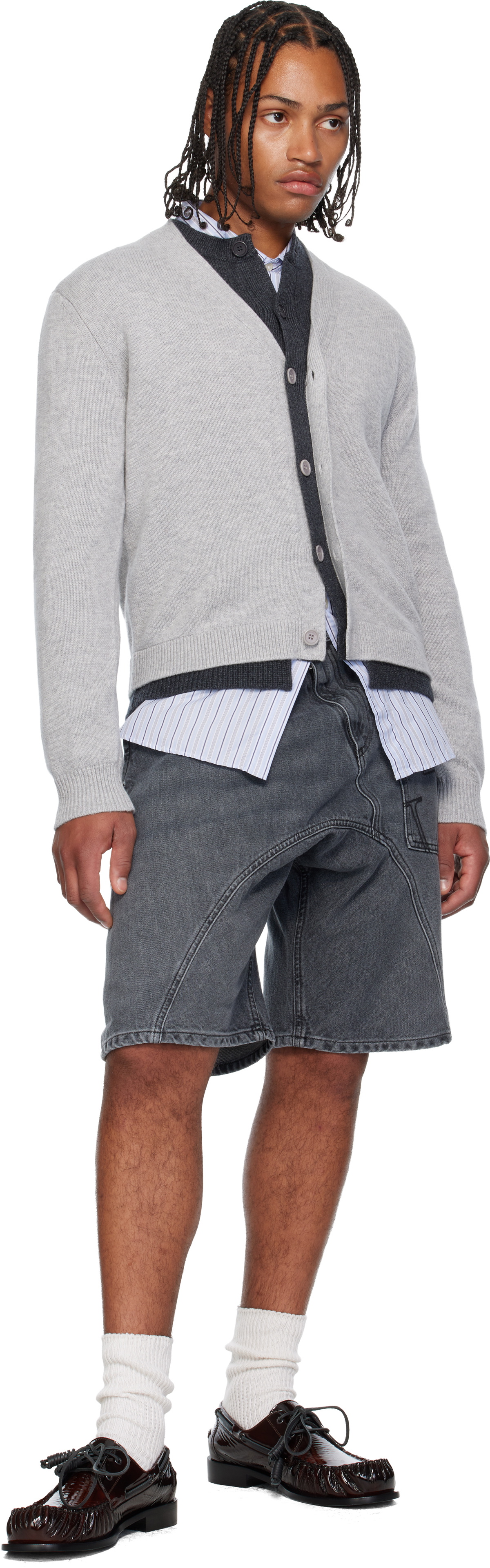 JW Anderson Gray Twisted Workwear Denim Shorts