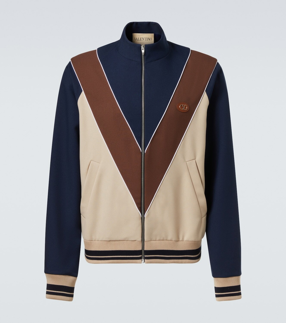 Valentino Colorblocked logo zip-up sweatshirt