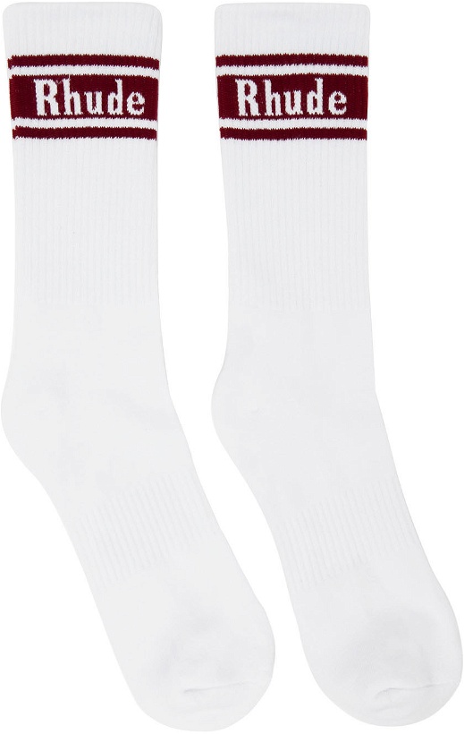 Photo: Rhude White Stripe Logo Socks