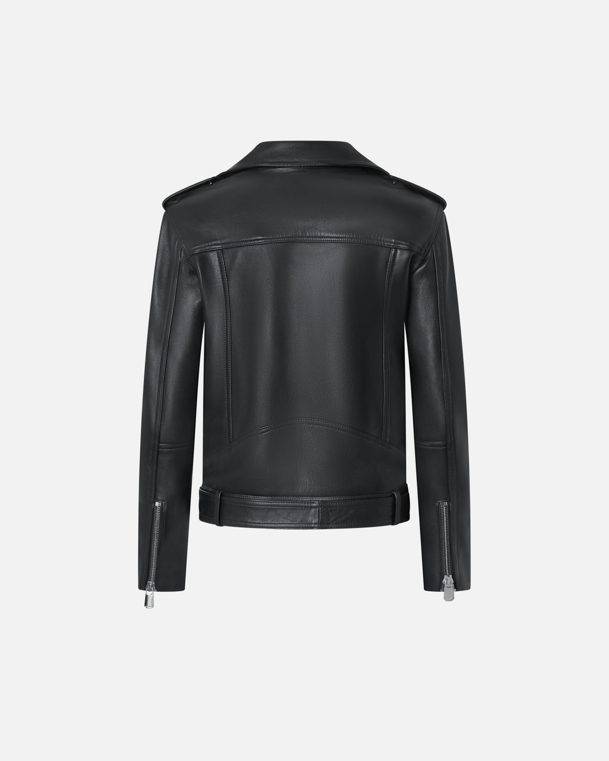 Pinko Soft Nappa Leather Biker Jacket Limo Black