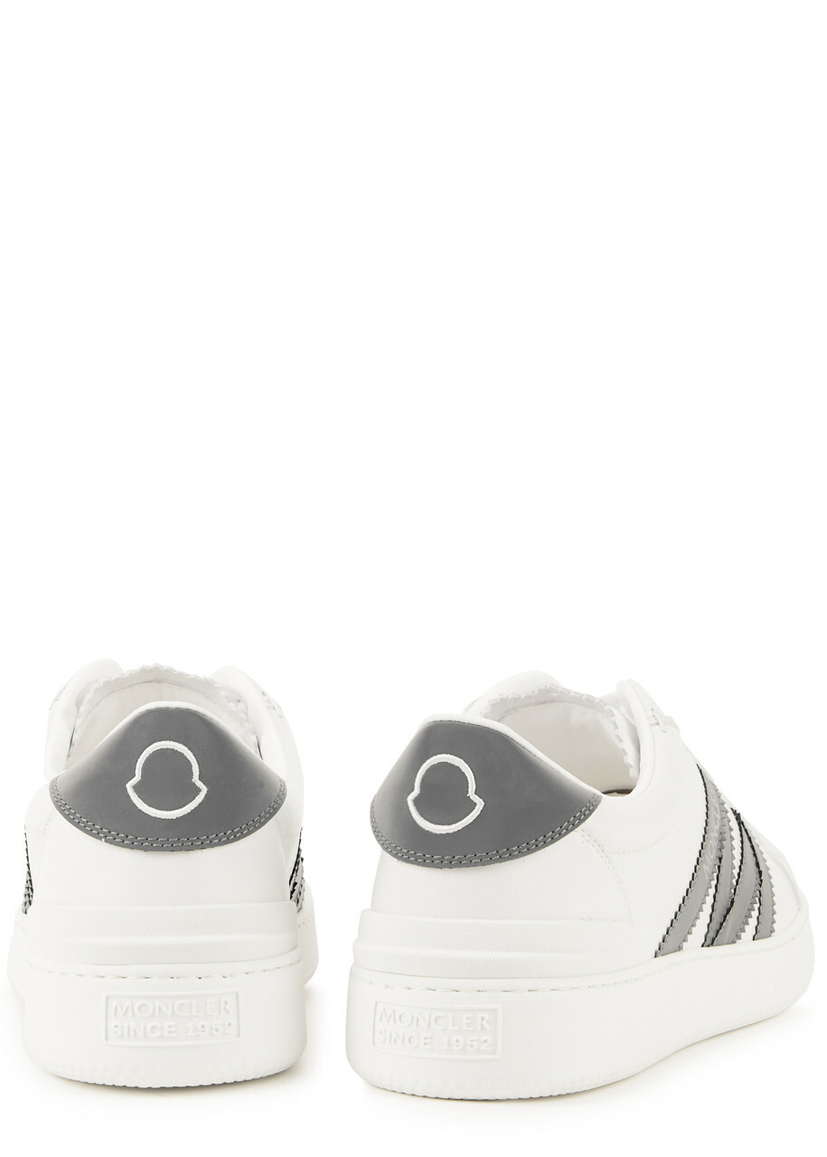 Moncler Monaco Leather Sneakers, Sneakers, White, Grained Leather