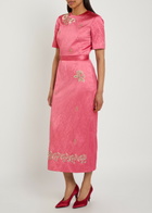 Erdem Embellished Satin Midi Dress Pink