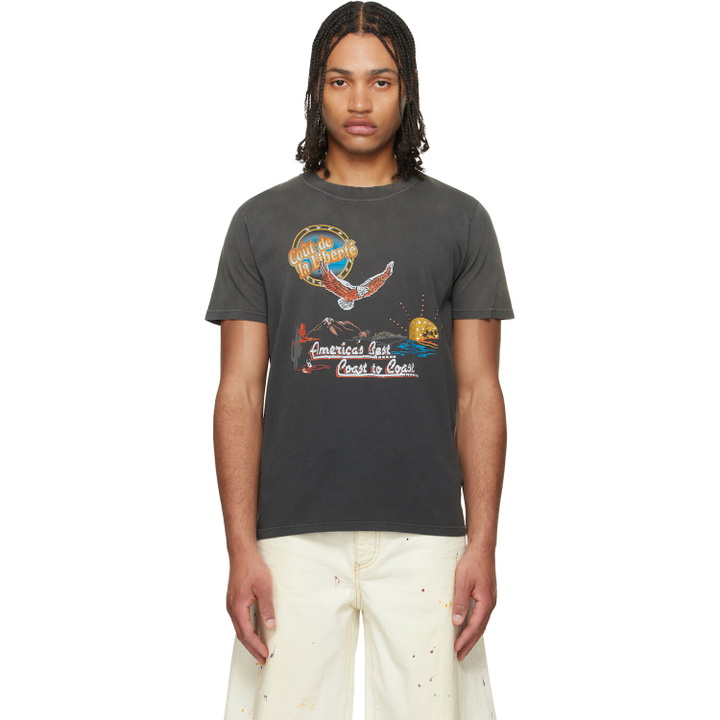 Photo: COÛT DE LA LIBERTÉ Black Freddie 'Coast To Coast' Emb S/S T-shirt