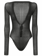 PETAR PETROV - Silk Knit V-neck Long Sleeve Bodysuit