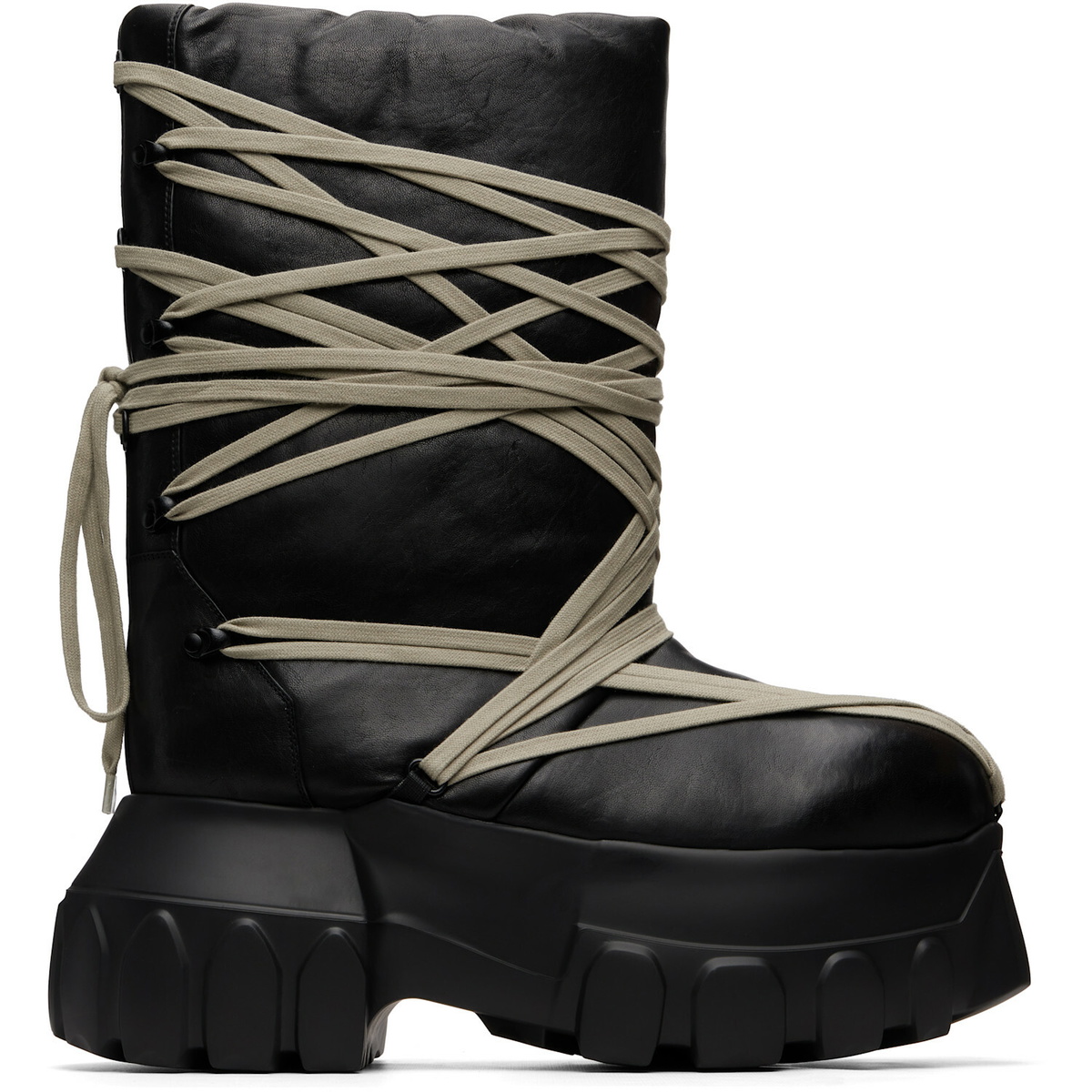 Rick Owens Black Tower Megalace Tractor Boots