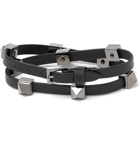 Valentino - Valentino Garavani Rockstud Leather and Ruthenium Wrap Bracelet - Black