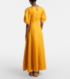 Gabriela Hearst Ranya puff-sleeve linen twill maxi dress