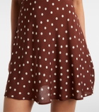 Rixo Cely lace-trimmed polka-dot minidress