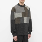 Anonymous Ism Men's Nordic Patchwork Crew Neck Knit in Charcoal