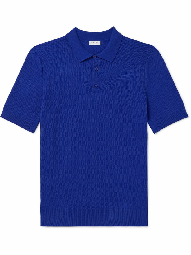 Photo: Sunspel - Ribbed Cotton Polo Shirt - Blue