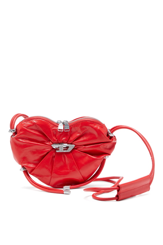 Photo: Diesel Scrunch-D-Heart shoulder bag in scrunched leather - Shoulder Bags Womens in Red