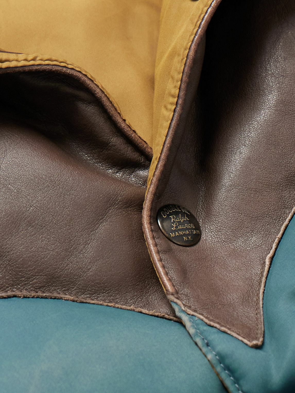RRL - Stonely Leather-Trimmed Quilted Shell Gilet - Blue
