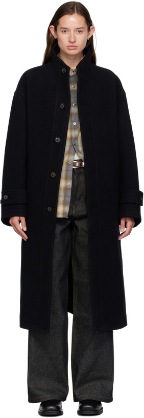 Photo: COOR Black Virgin Wool High-Neck Coat