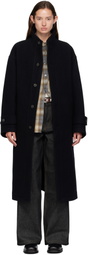 COOR Black Virgin Wool High-Neck Coat