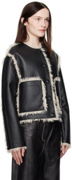 Stand Studio Black Lucine Reversible Faux-Leather Jacket
